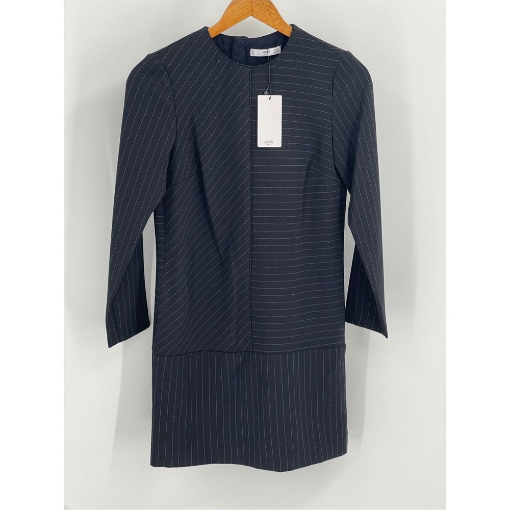MNG Suit Dress Women's Size XS Black White Stripe Long Sleeve Career New
